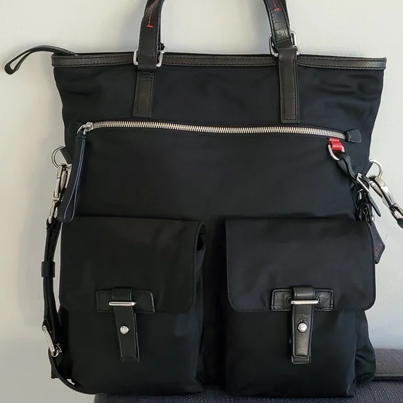 Unisex Tumi Black Nylon Voyageur Frankfurt North/South Foldable Tote